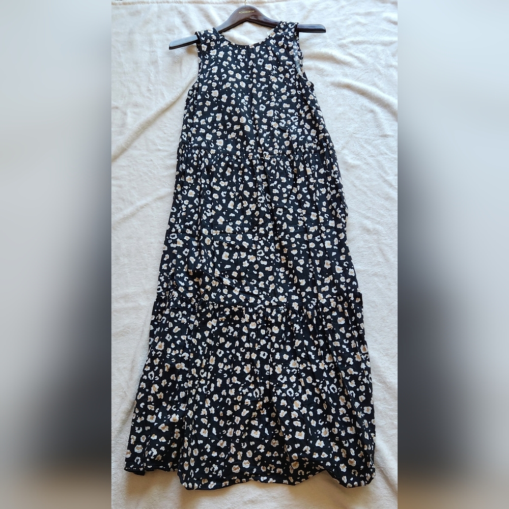 LIKE NEW ASOS Black and White Leopard Print Maxi Dress With Back Details